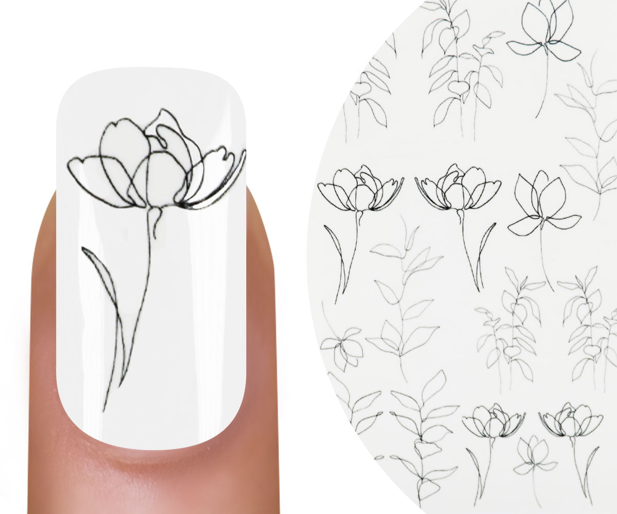 Emmi Nail Water Tattoo Flower Line