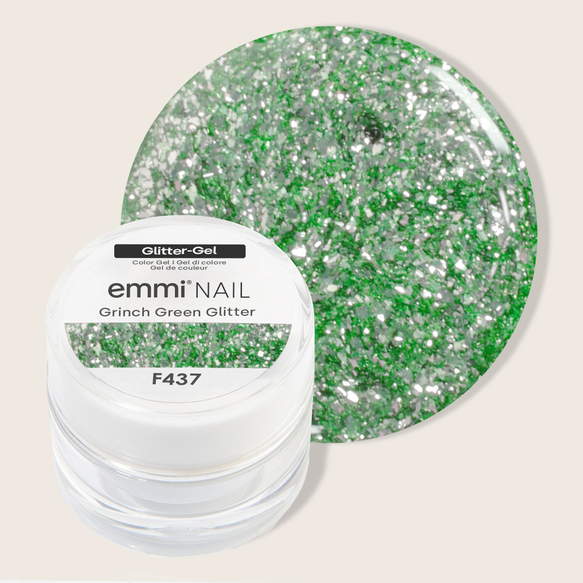 Gel pailleté Emmi-Nail Grinch Green Glitter -F437-