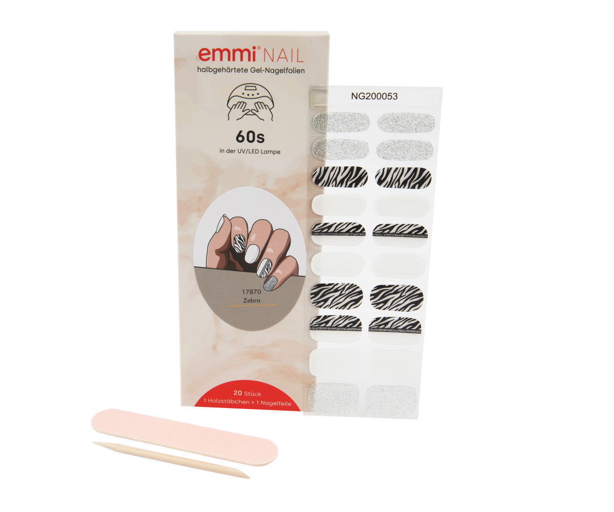 Feuilles à ongles en gel Emmi-Nail Zebra 20 pièces.