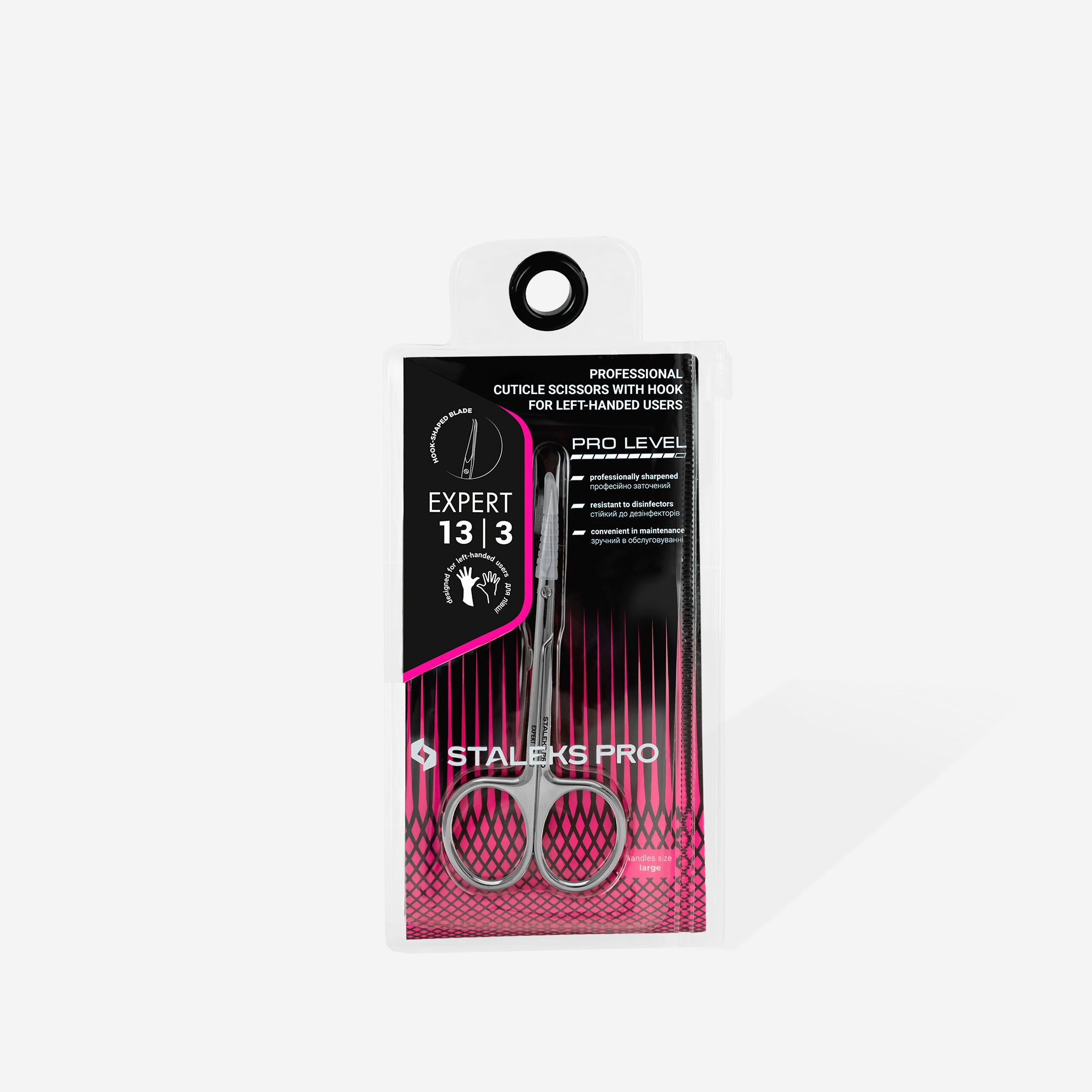 Staleks Professional Left-Handed Cuticle Scissors with Hook EXPERT 13 TYPE 3