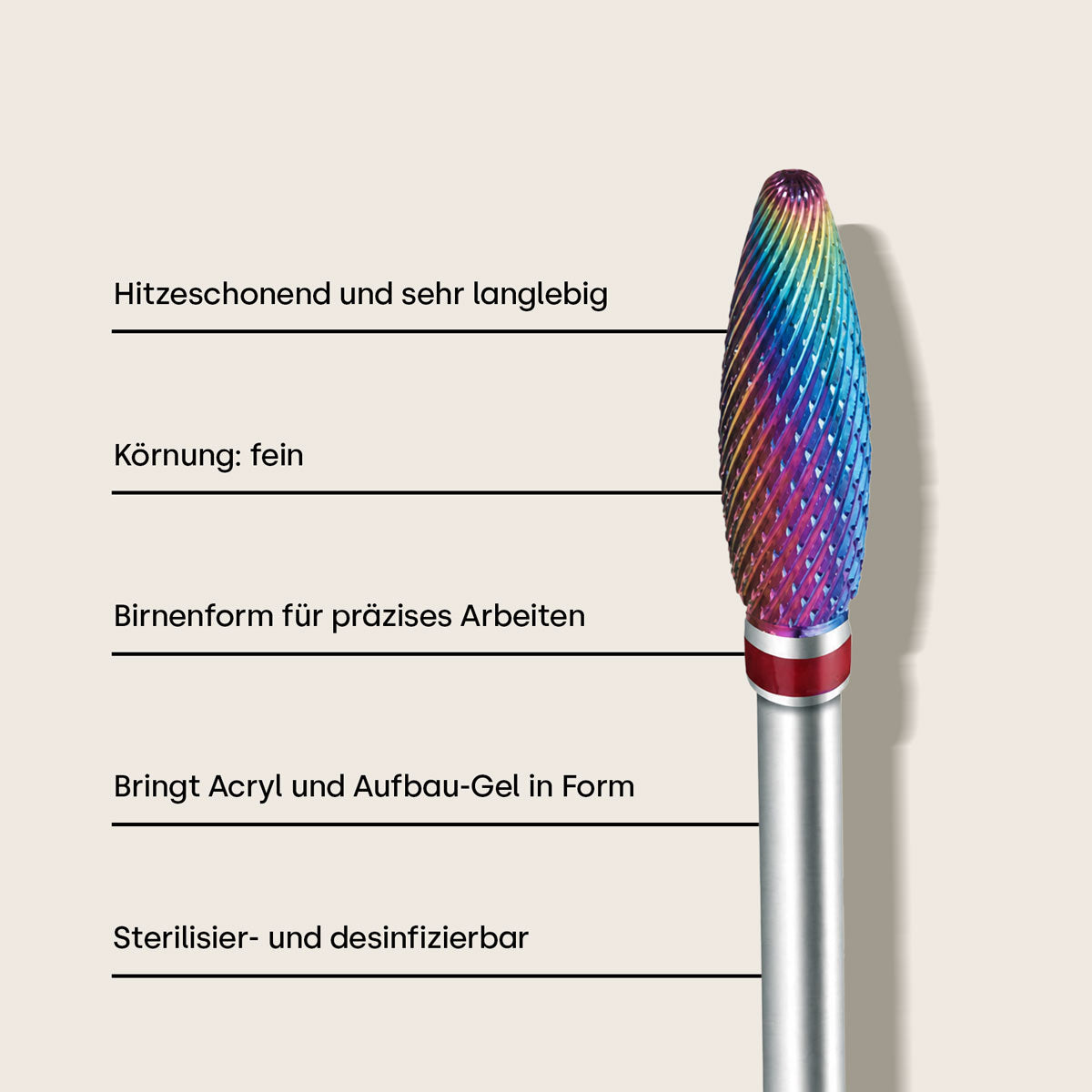 Emmi-Nail Embout tungstène en forme de poire, grain fin