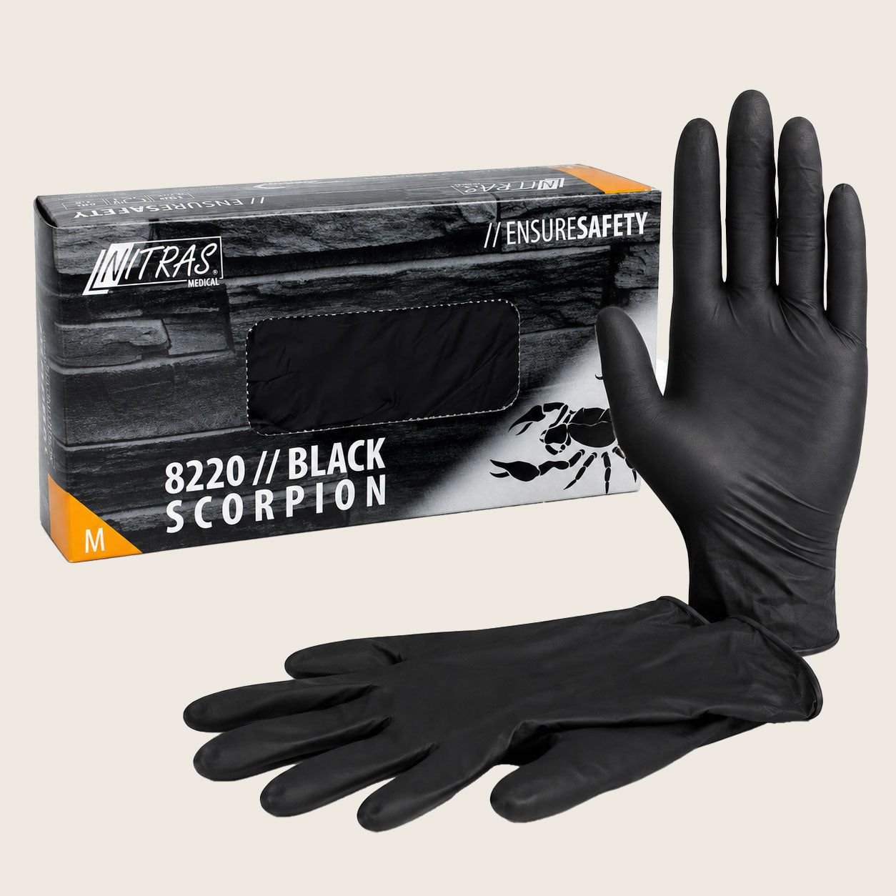 Latex gloves, powder-free, 100 pieces, black, size M