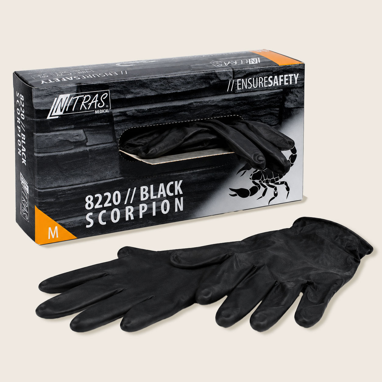 Latex gloves, powder-free, 100 pieces, black, size M