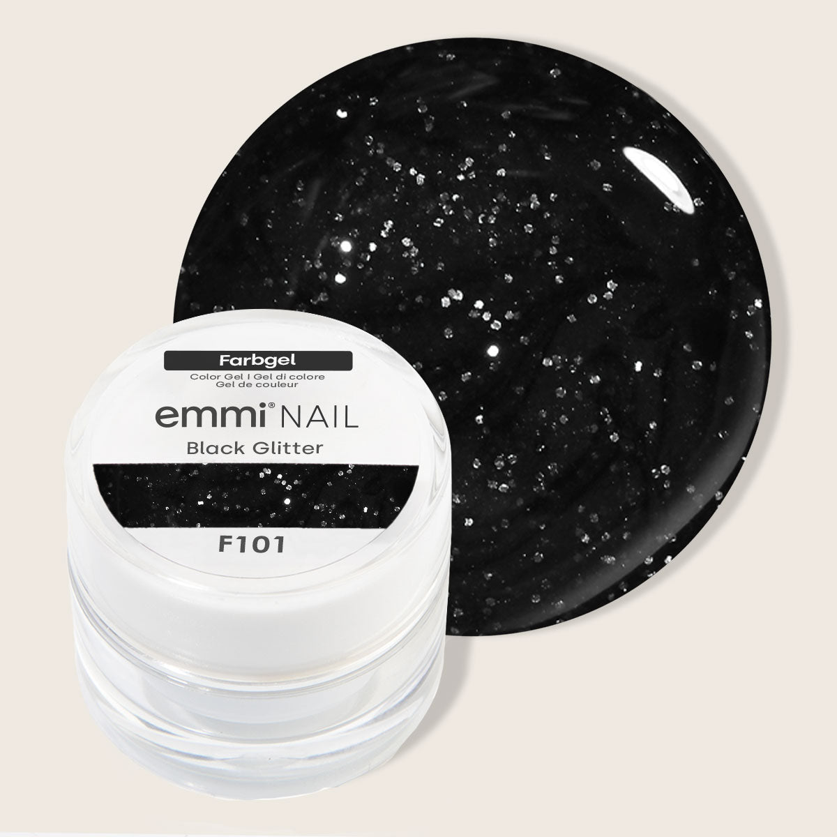 Gel de couleur Emmi-Nail Noir pailleté 5 ml -F101-