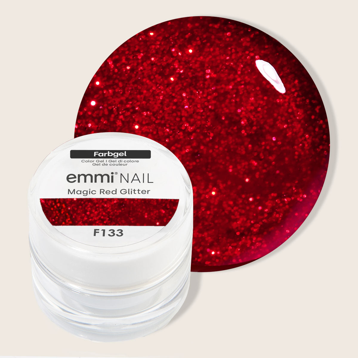 Emmi-Nail Color Gel Magic Red Glitter 5ml -F133-