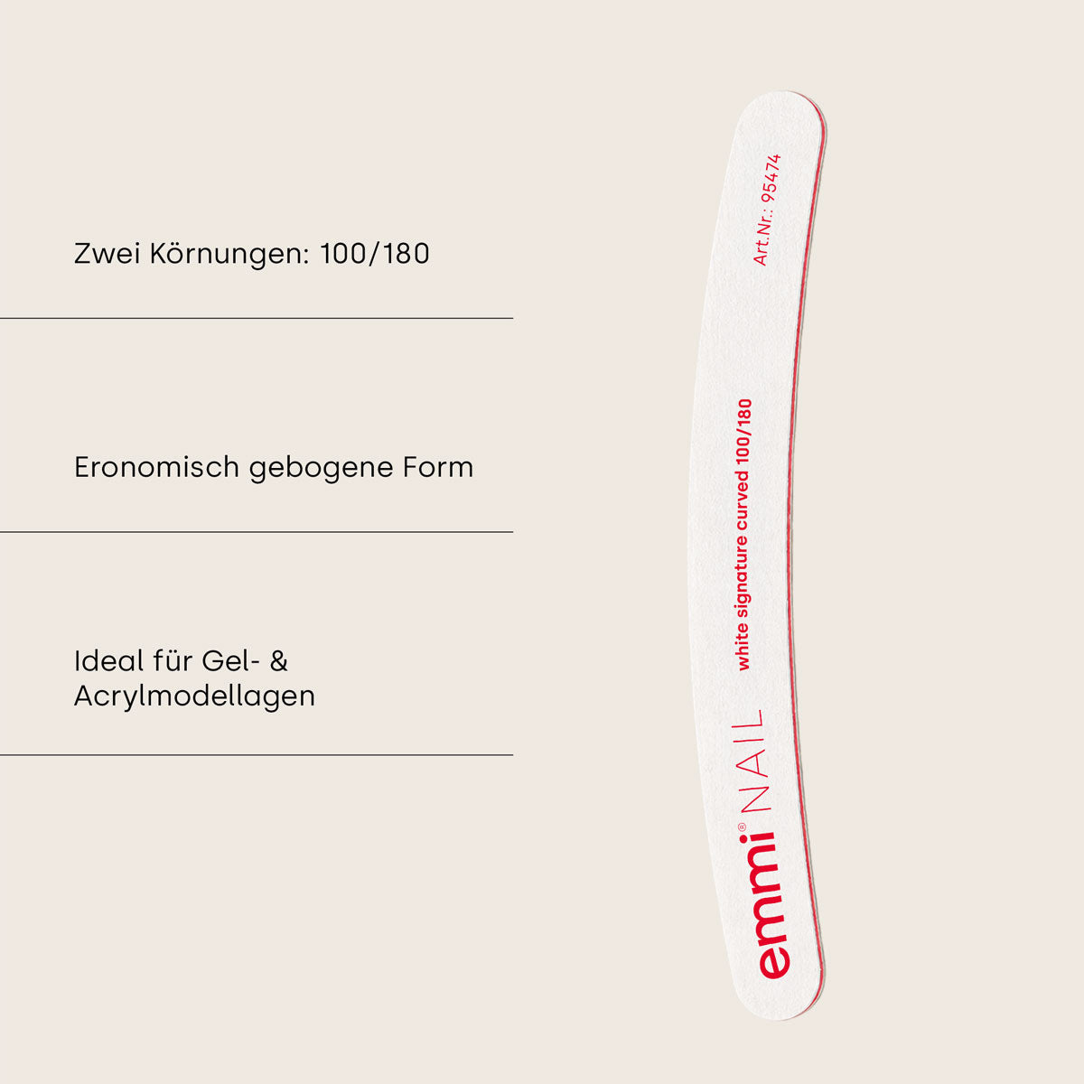 Ergonomic file white curved signature 100/180 (pack of 50)