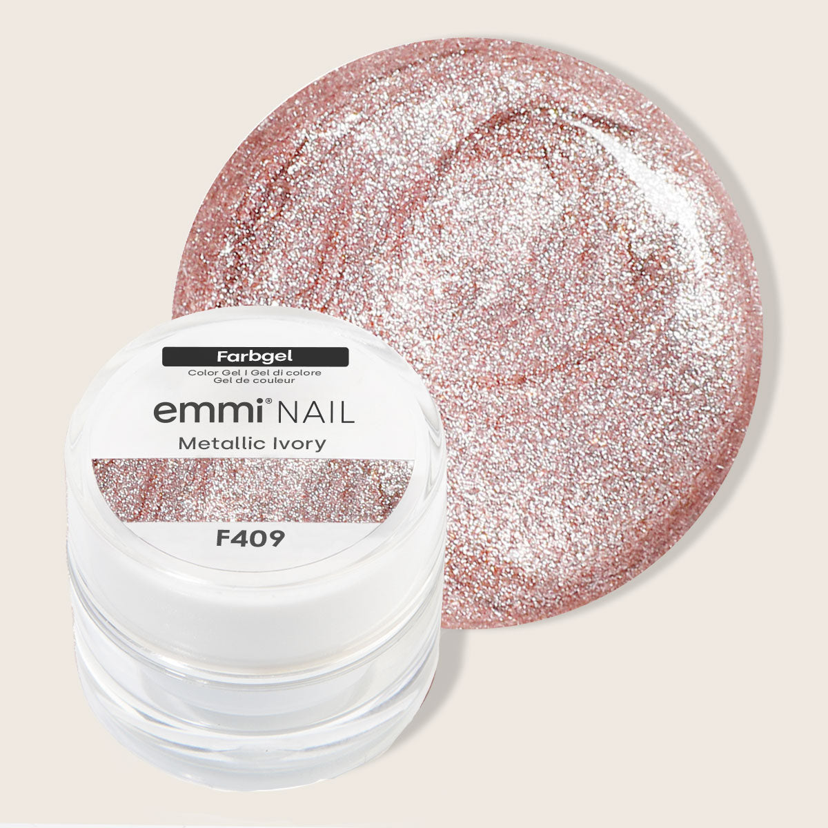 Gel de couleur pour ongles Emmi-Ivoire métallisé -F409-