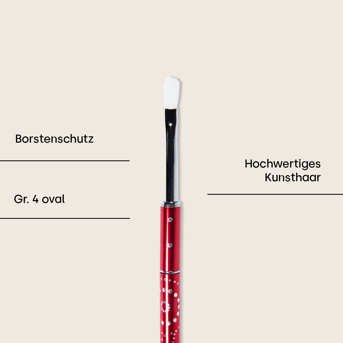Strasspinsel rot Gr. 4, oval