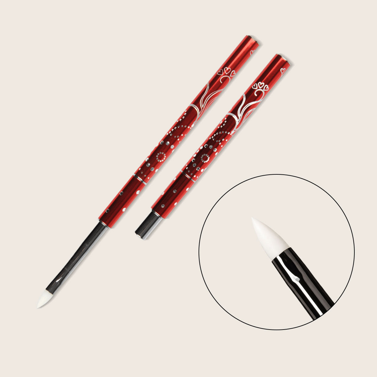 Rhinestone brush red size 4, cat's tongue