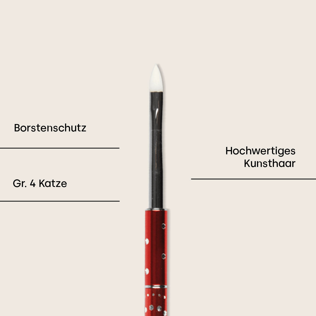Rhinestone brush red size 4, cat's tongue