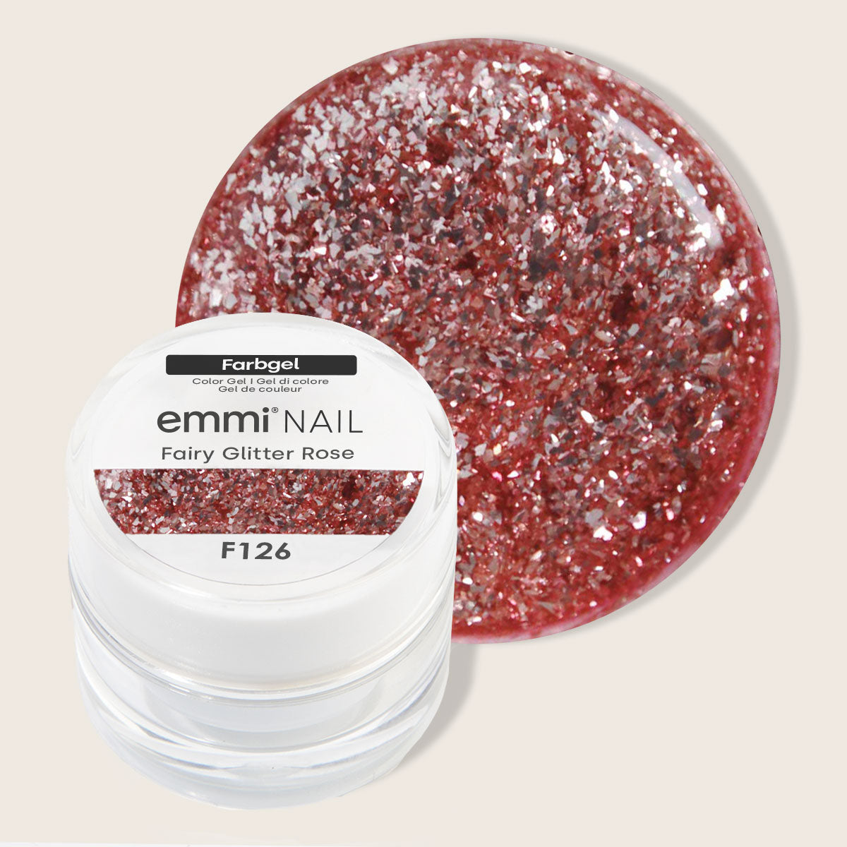 Gel de couleur Emmi pour ongles Fairy Glitter Rose 5 ml -F126-