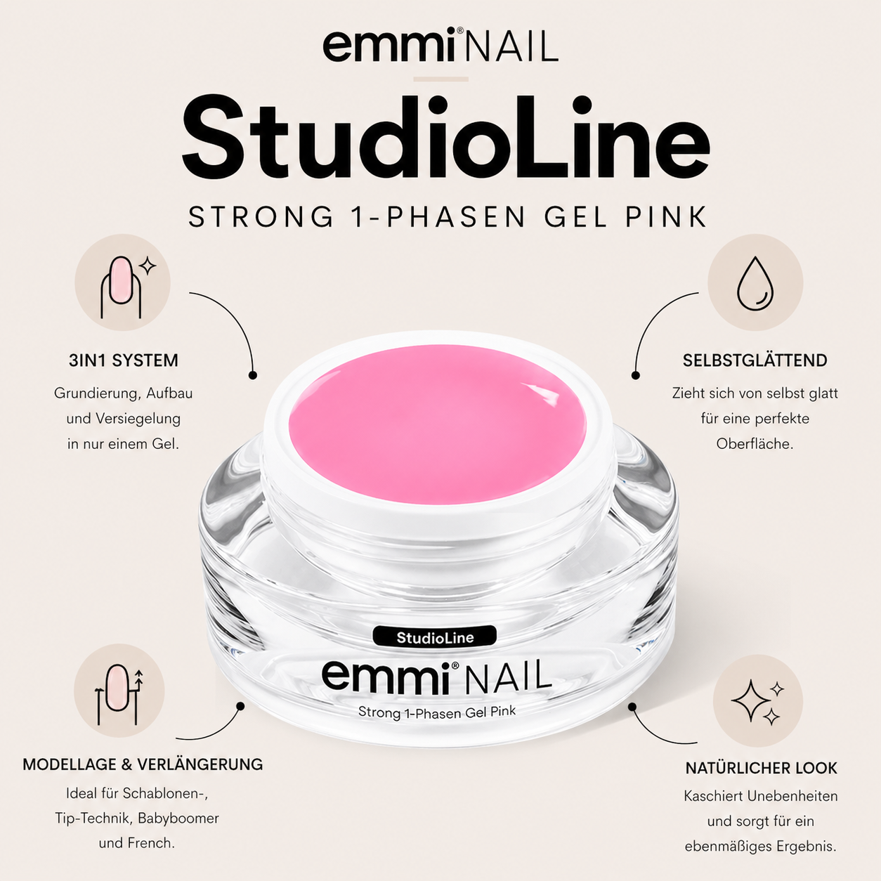 Emmi-Nail Studioline Strong 1-Phasen-Gel Pink 15ml