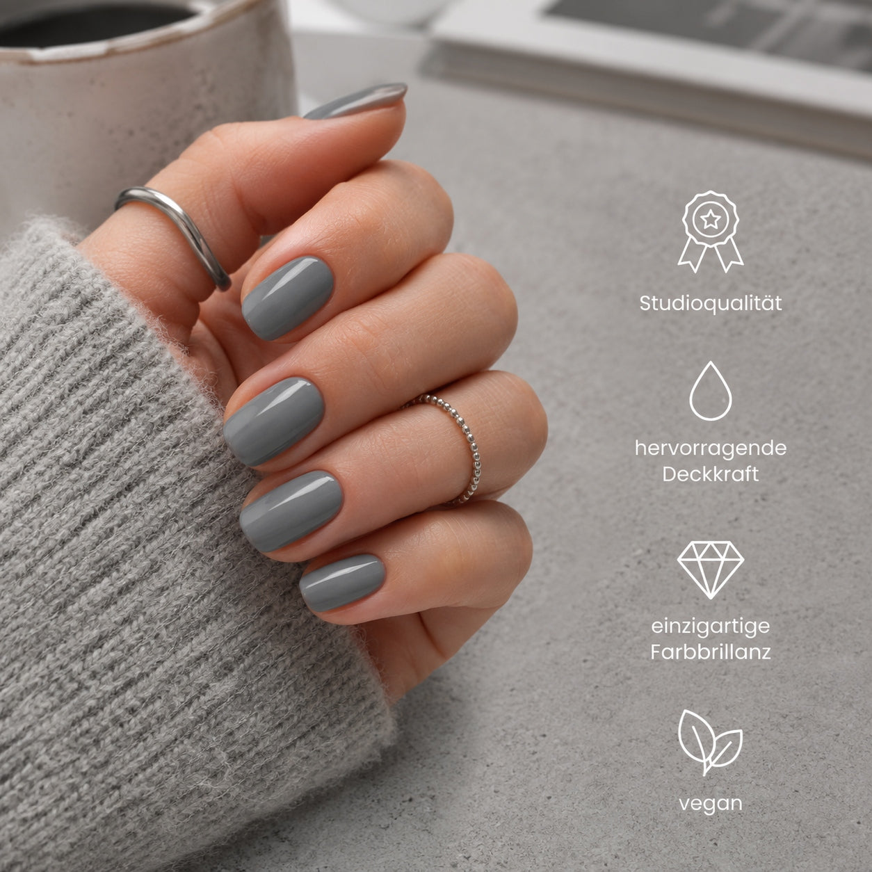 Gel de couleur pour ongles Emmi Grey Wolf 5 ml -F372-