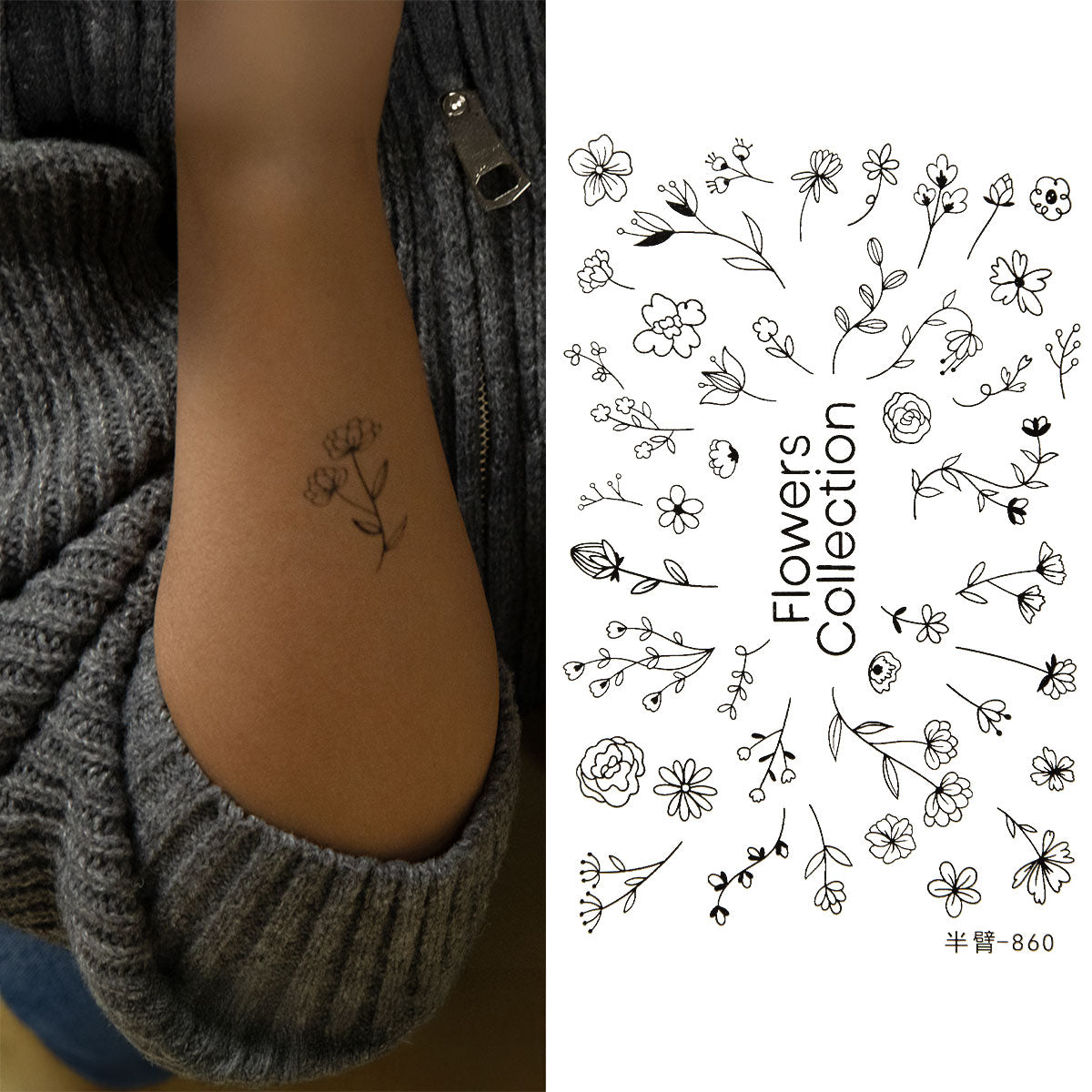 Collection de tatouages de fleurs sur la peau -002-