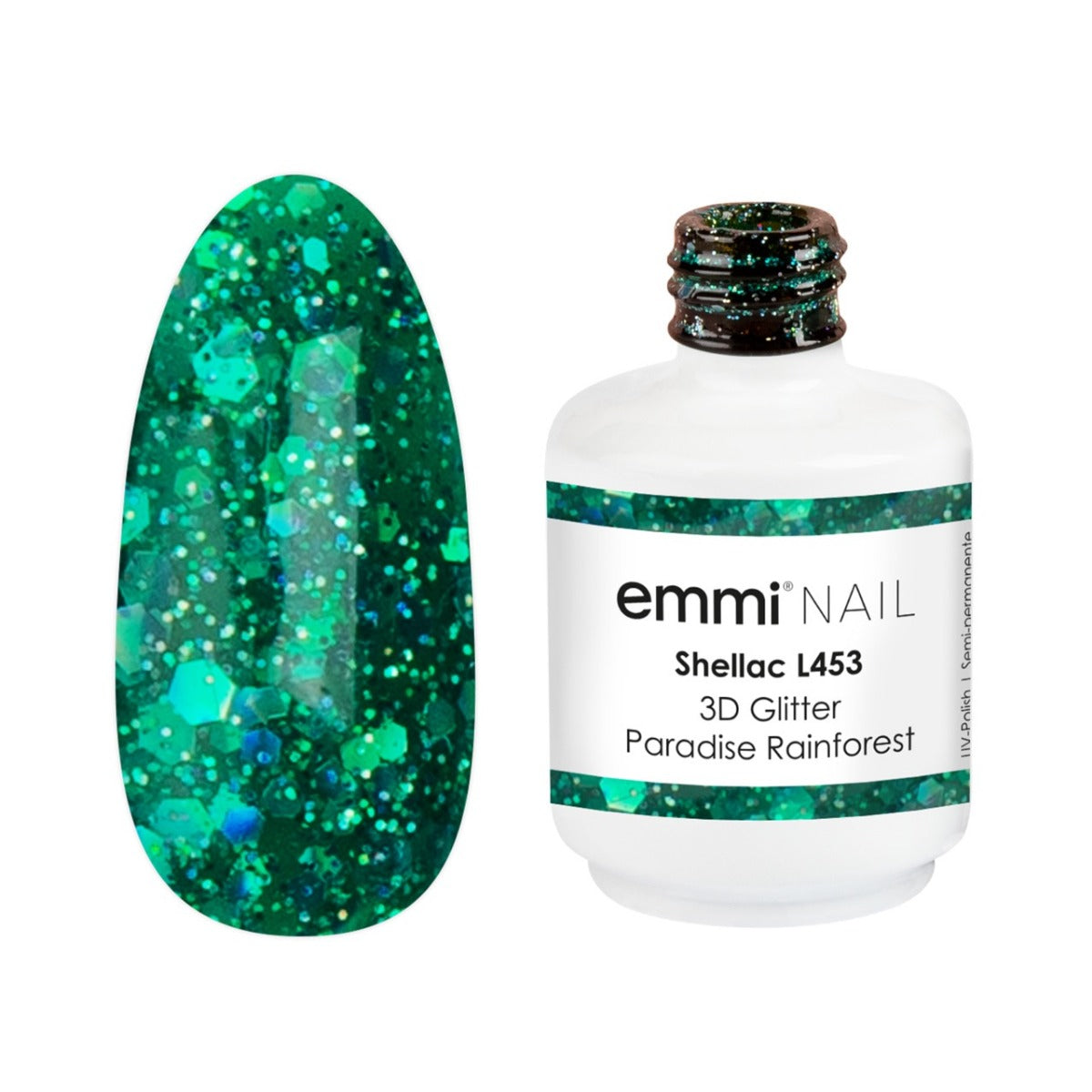 Shellac UV Polish 3D Glitter Paradise Rainforest 15ml -L453-