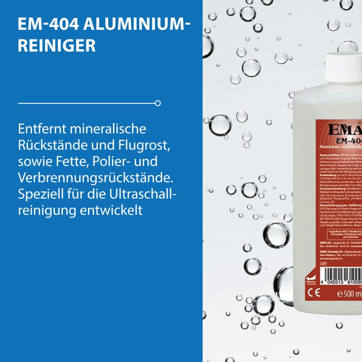 Aluminium- und Druckguss-/Edelmetallreiniger für Ultraschallgeräte EM-404 500ml