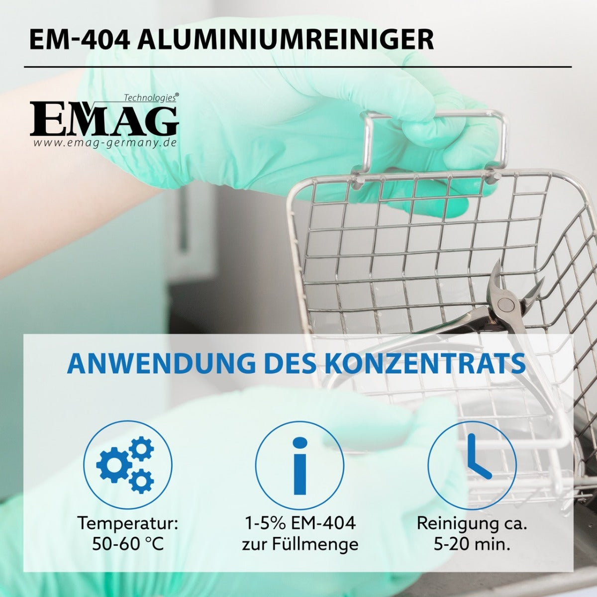 Aluminium- und Druckguss-/Edelmetallreiniger für Ultraschallgeräte EM-404 500ml