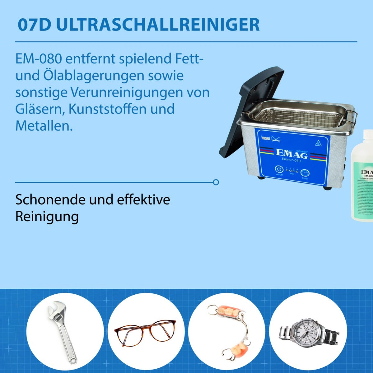 Ultrasonic cleaner 0.7L Emmi-07D