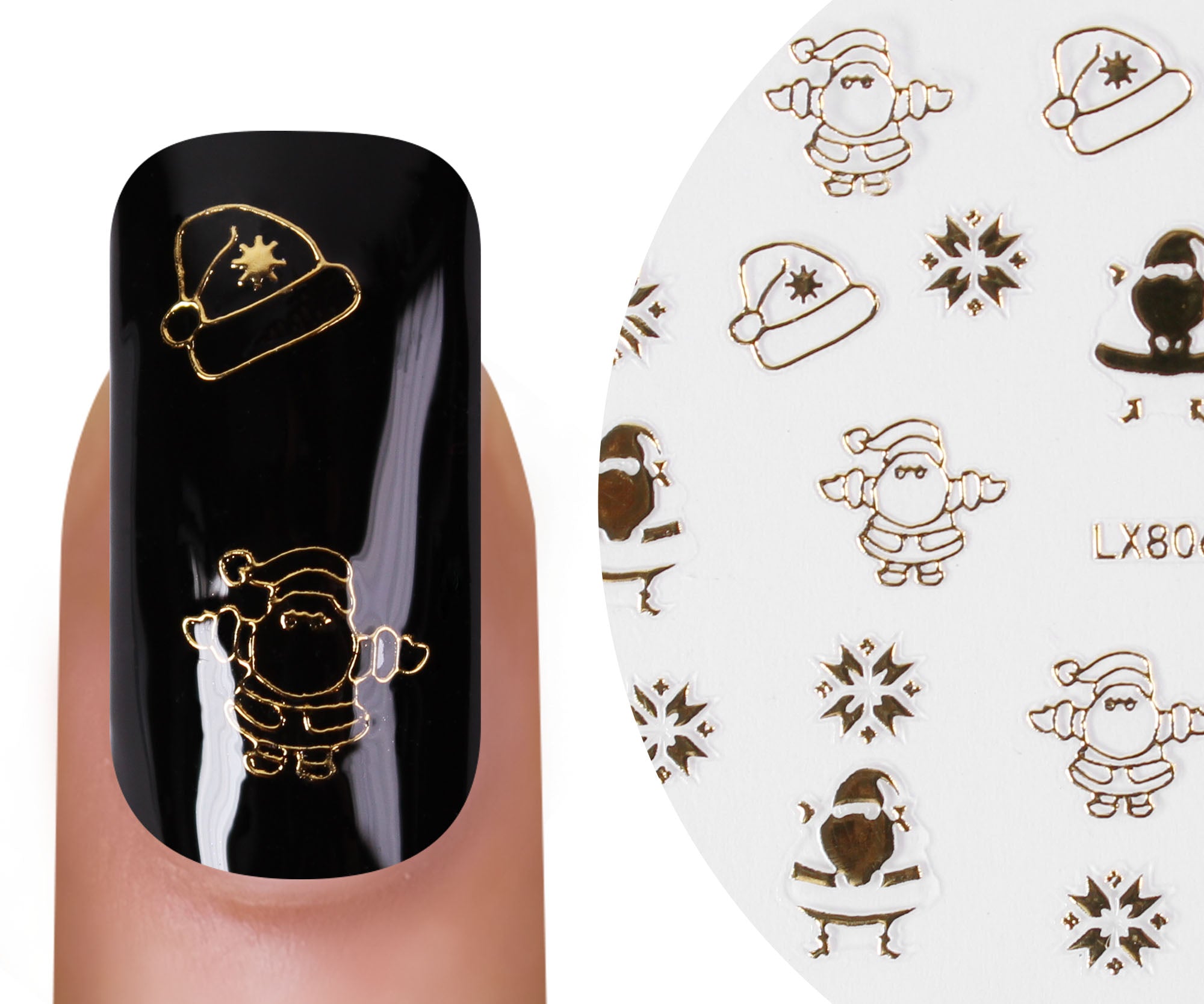 Sticker pour ongles Noël 3D Or 5