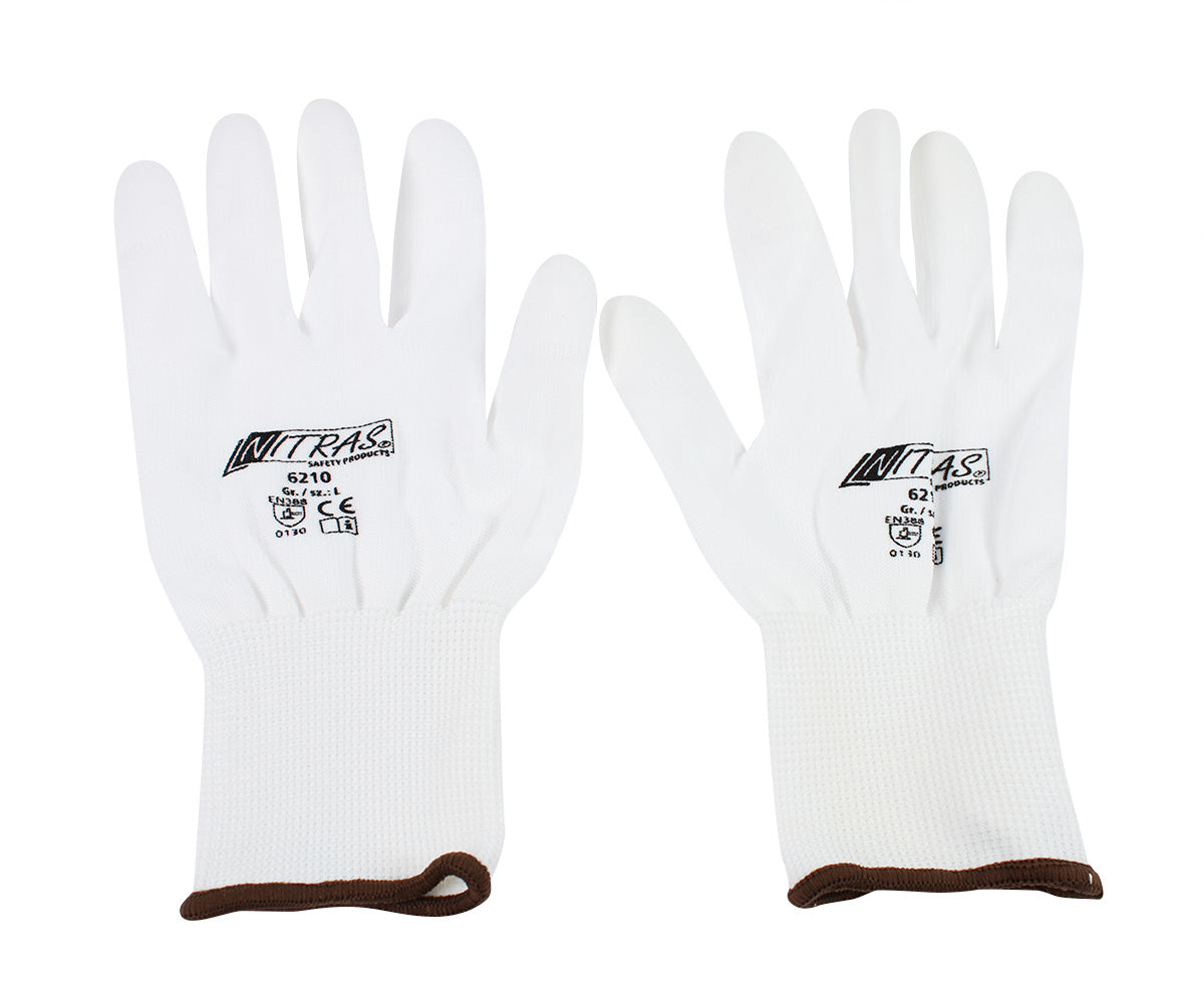 Nylon gloves white size L, 1 pair