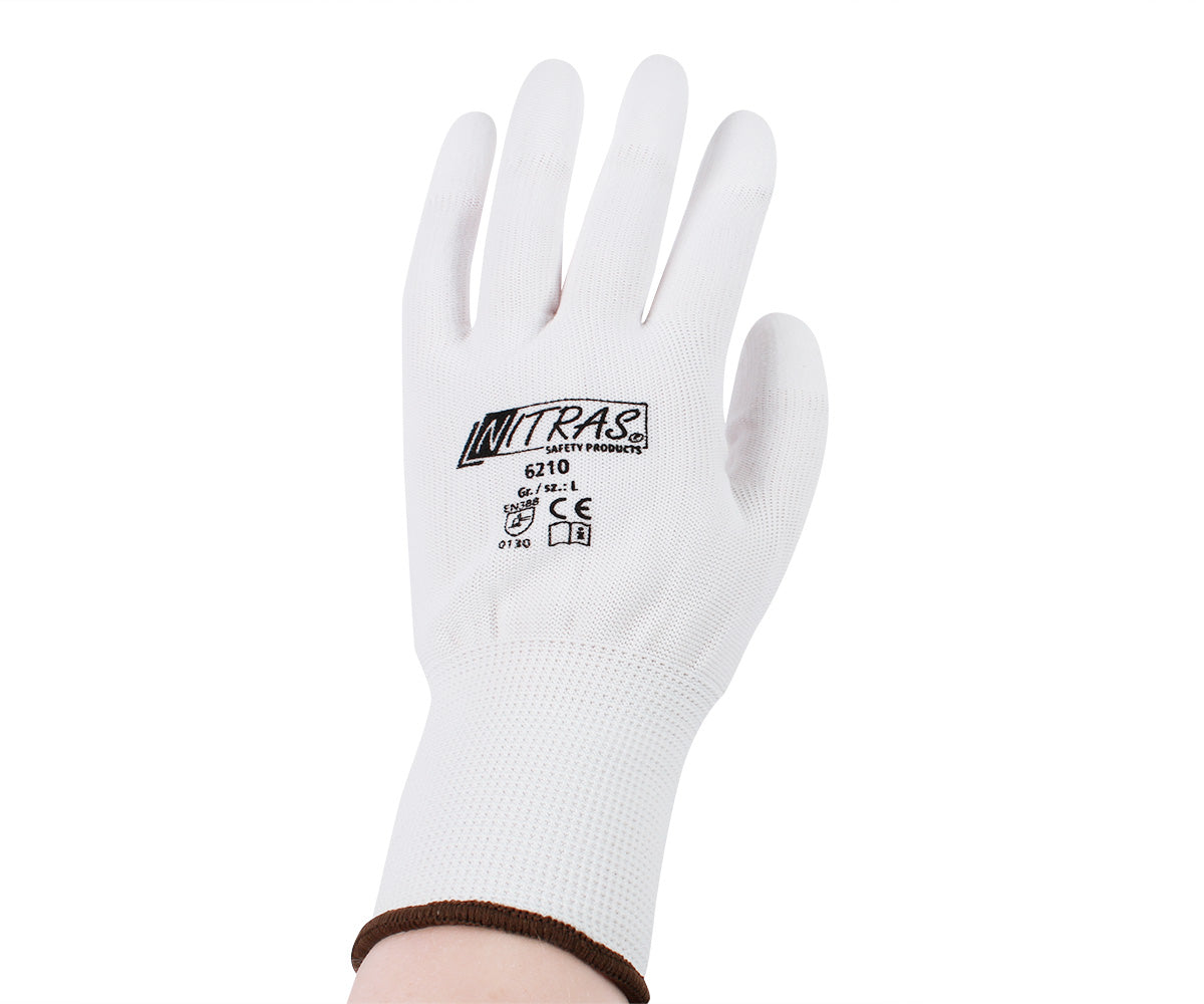Nylon gloves white size L, 1 pair
