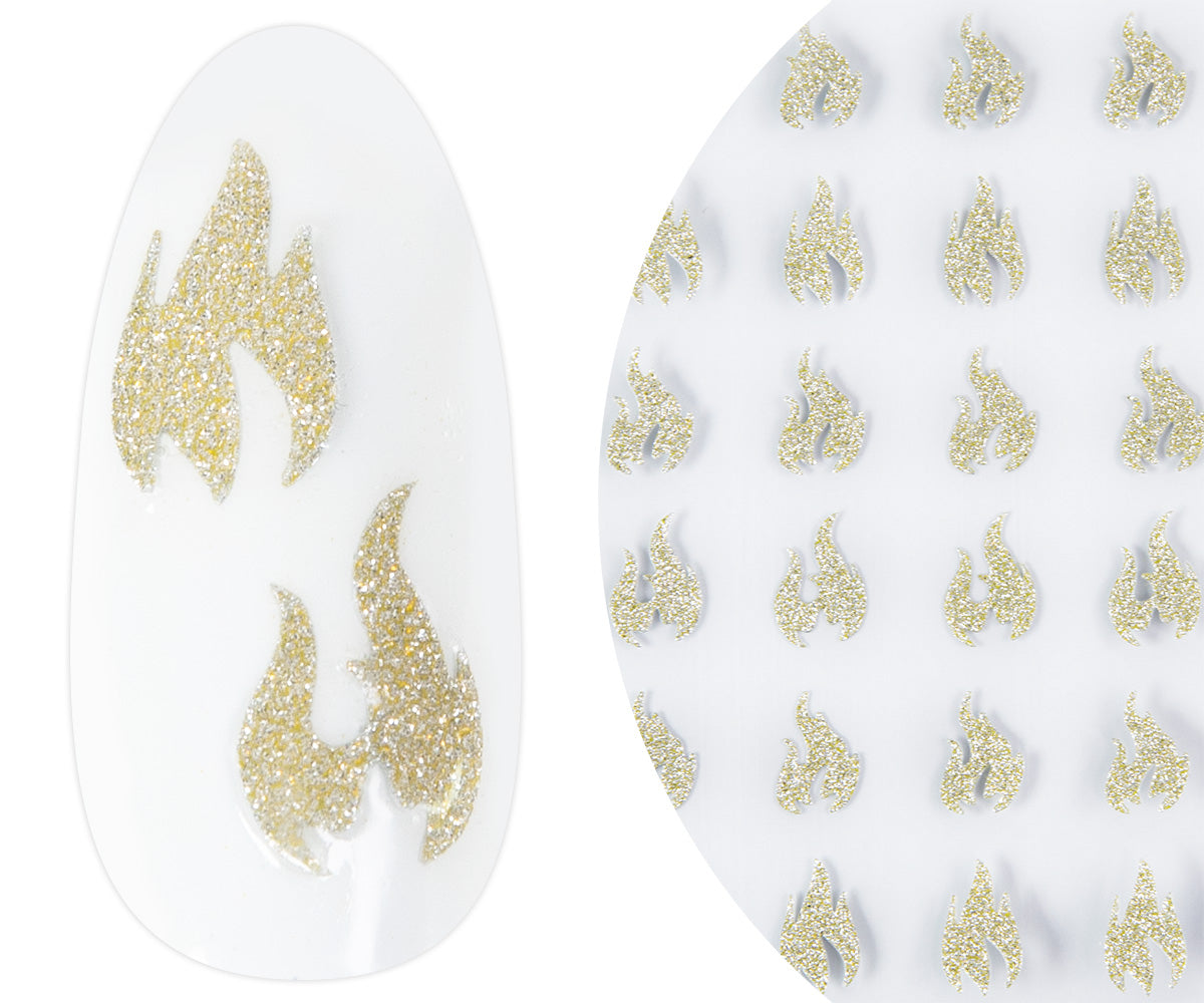 Emmi-Nail 3D Diamond Glitter Nail Sticker Gold Flames