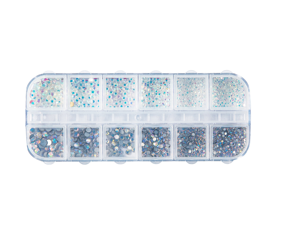 Emmi-Nail rhinestone box white/silver mix