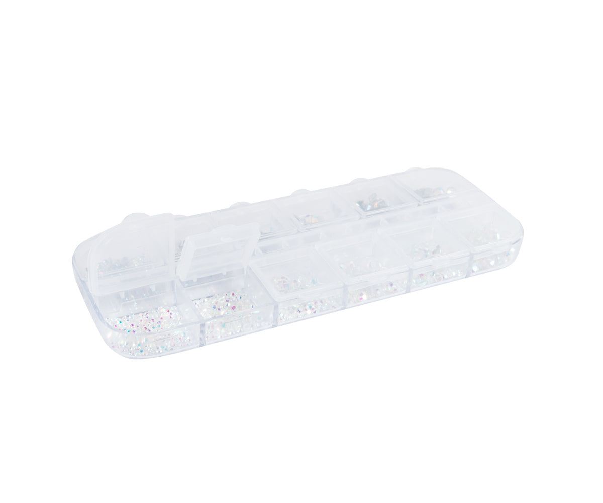 Emmi-Nail rhinestone box white/silver mix