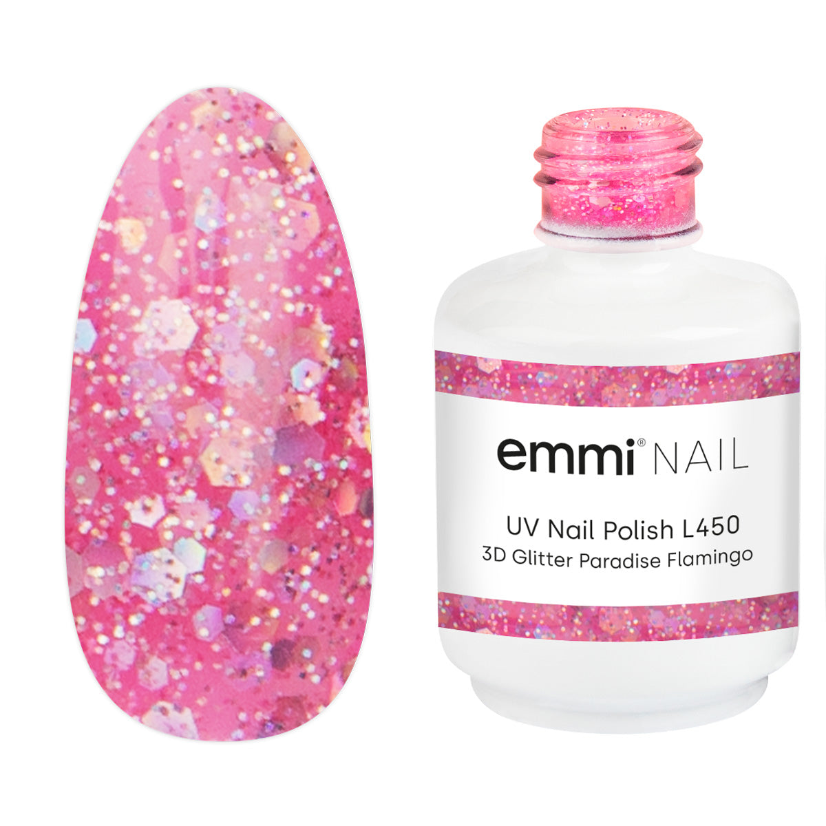 Shellac UV Polish 3D Glitter Paradise Flamingo 15ml -L450-