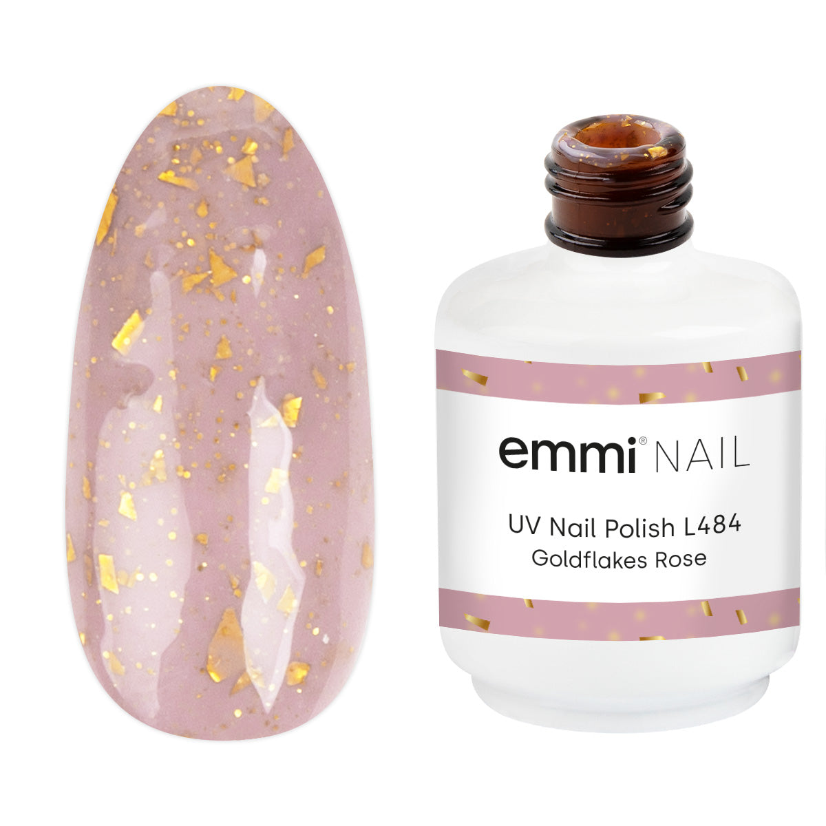 Shellac UV Polish Goldflakes Rose 15ml -L484-