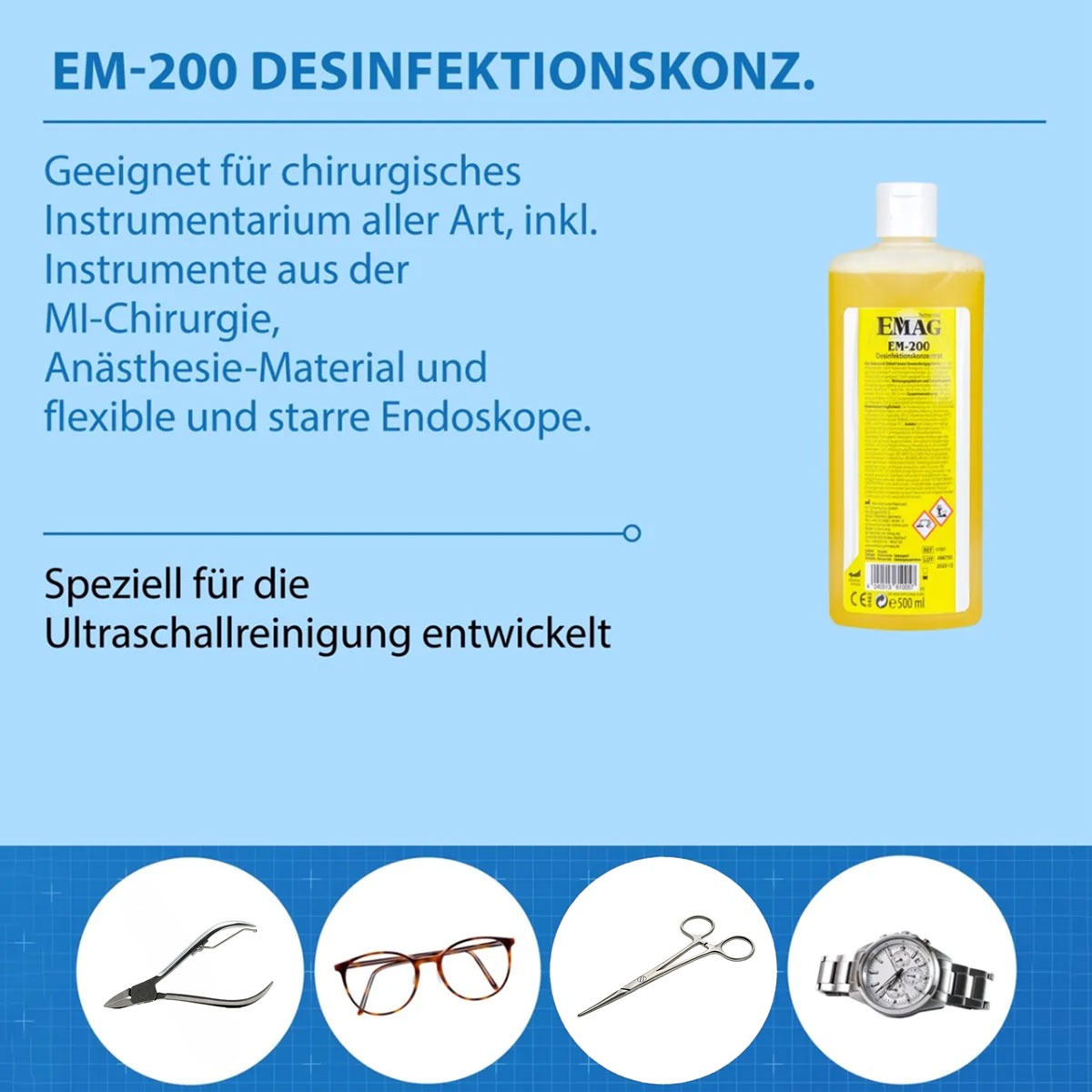Desinfektionskonzentrat für Ultraschallgeräte EM-200 500ml