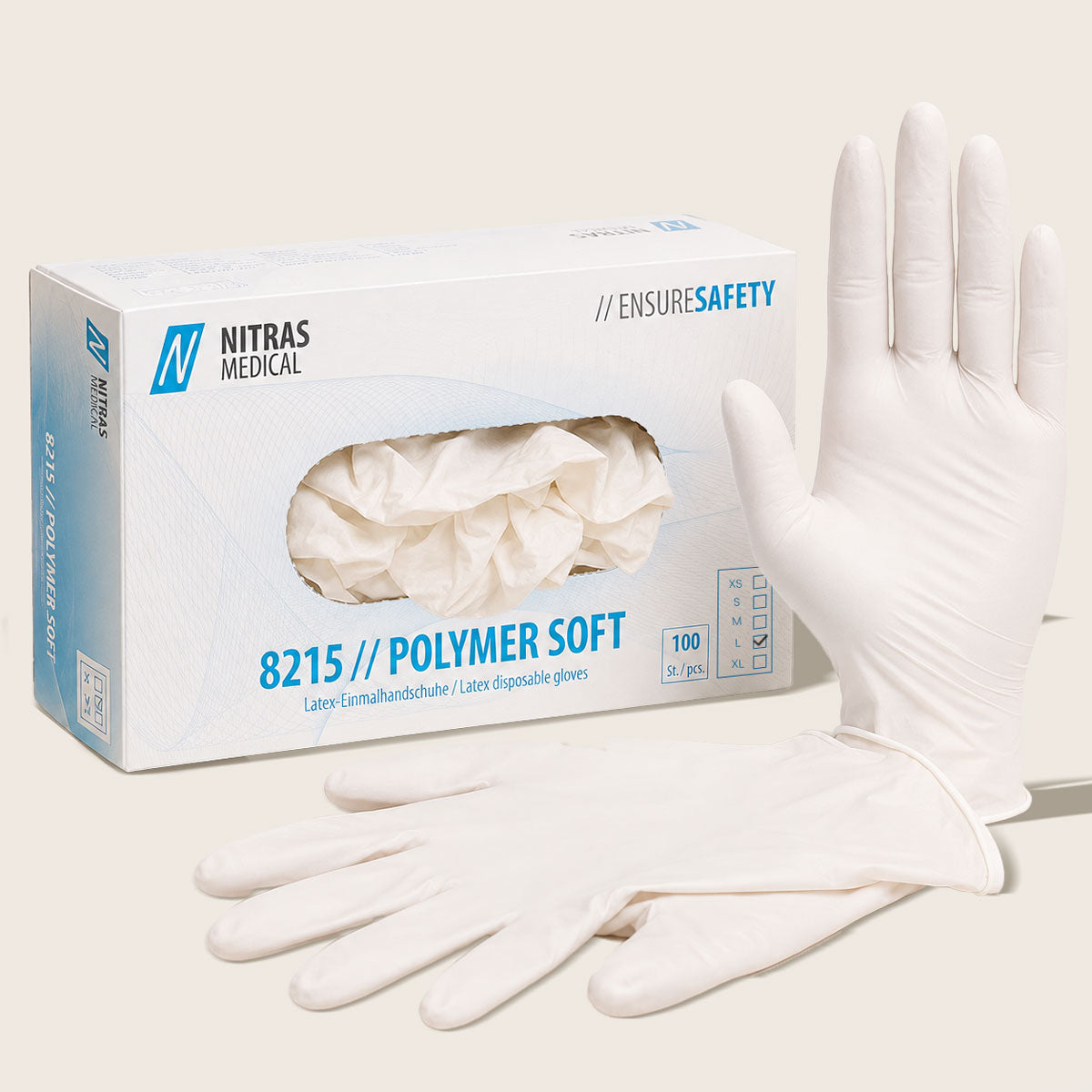 Latex-Handschuhe puderfrei 100St. weiss, Gr. L