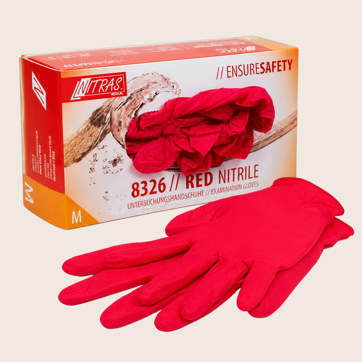 Nitril-Handschuhe puderfrei 100 St. rot, Gr. M