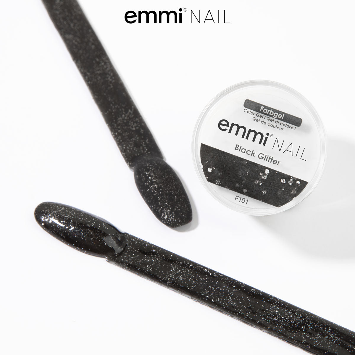 Gel de couleur Emmi-Nail Noir pailleté 5 ml -F101-