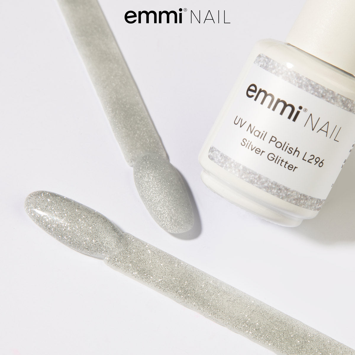 Shellac UV Polish Silver Glitter 15ml -L296- 