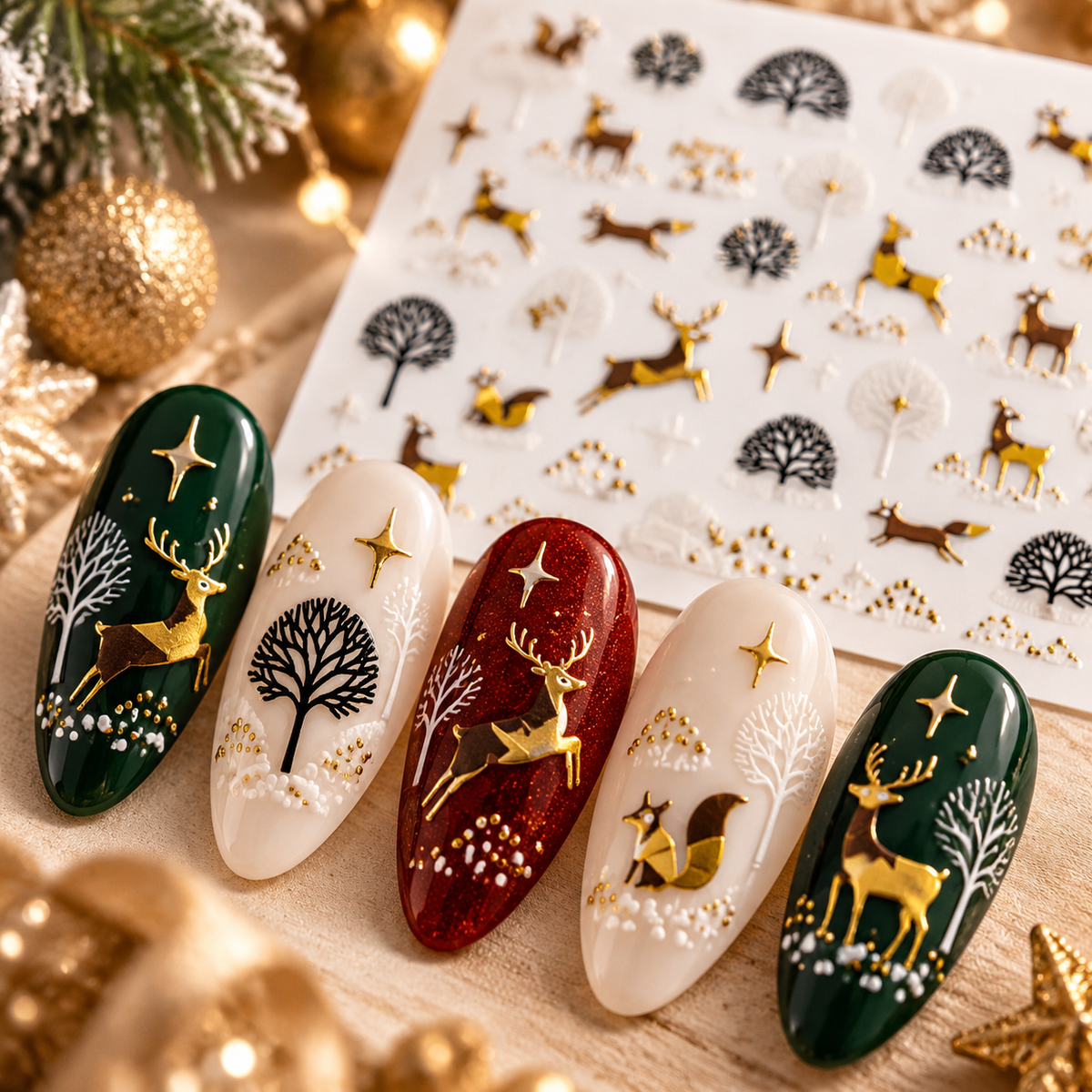 3D Art Nail Sticker Wild Christmas