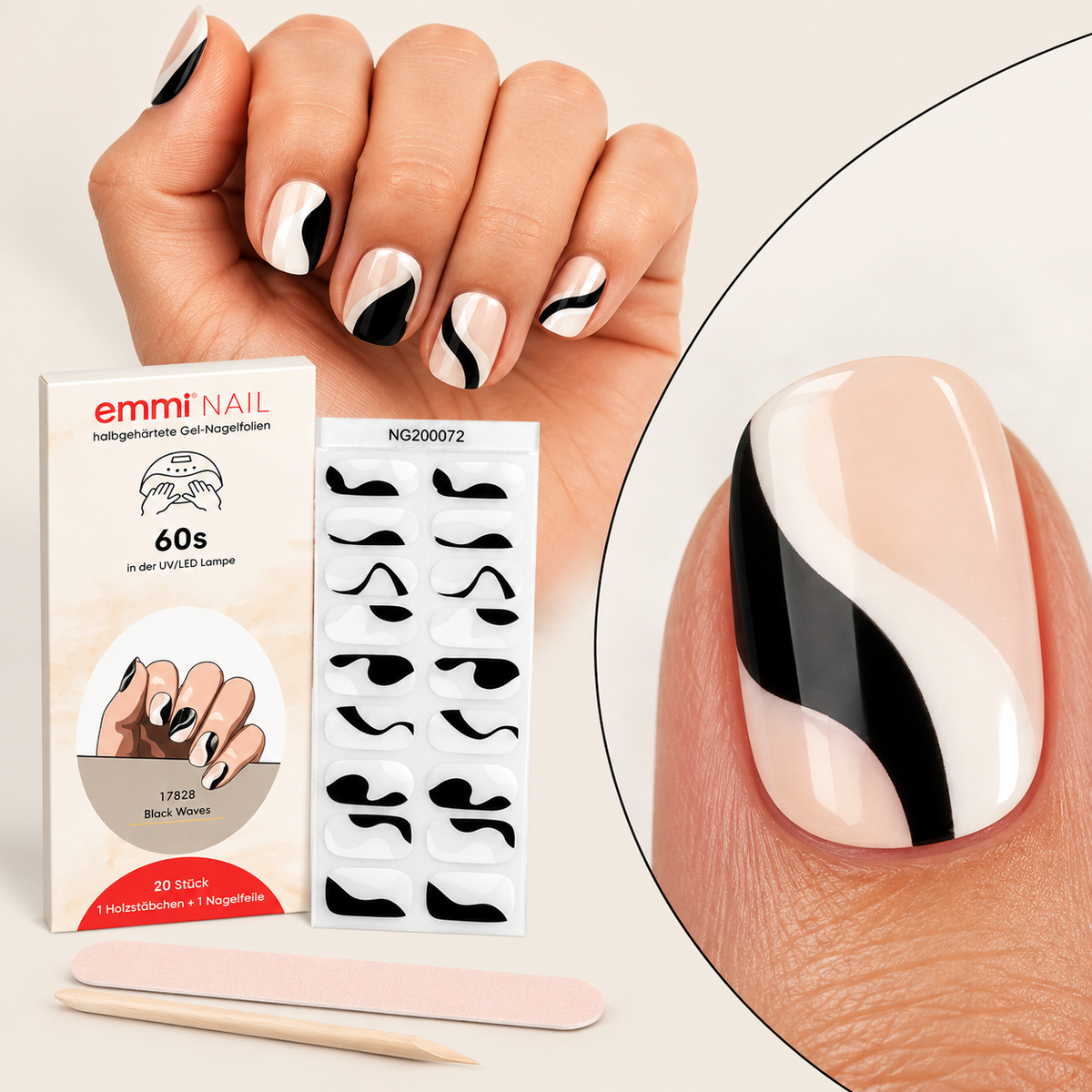 Gel Nagelfolien Black Waves 20Stk.
