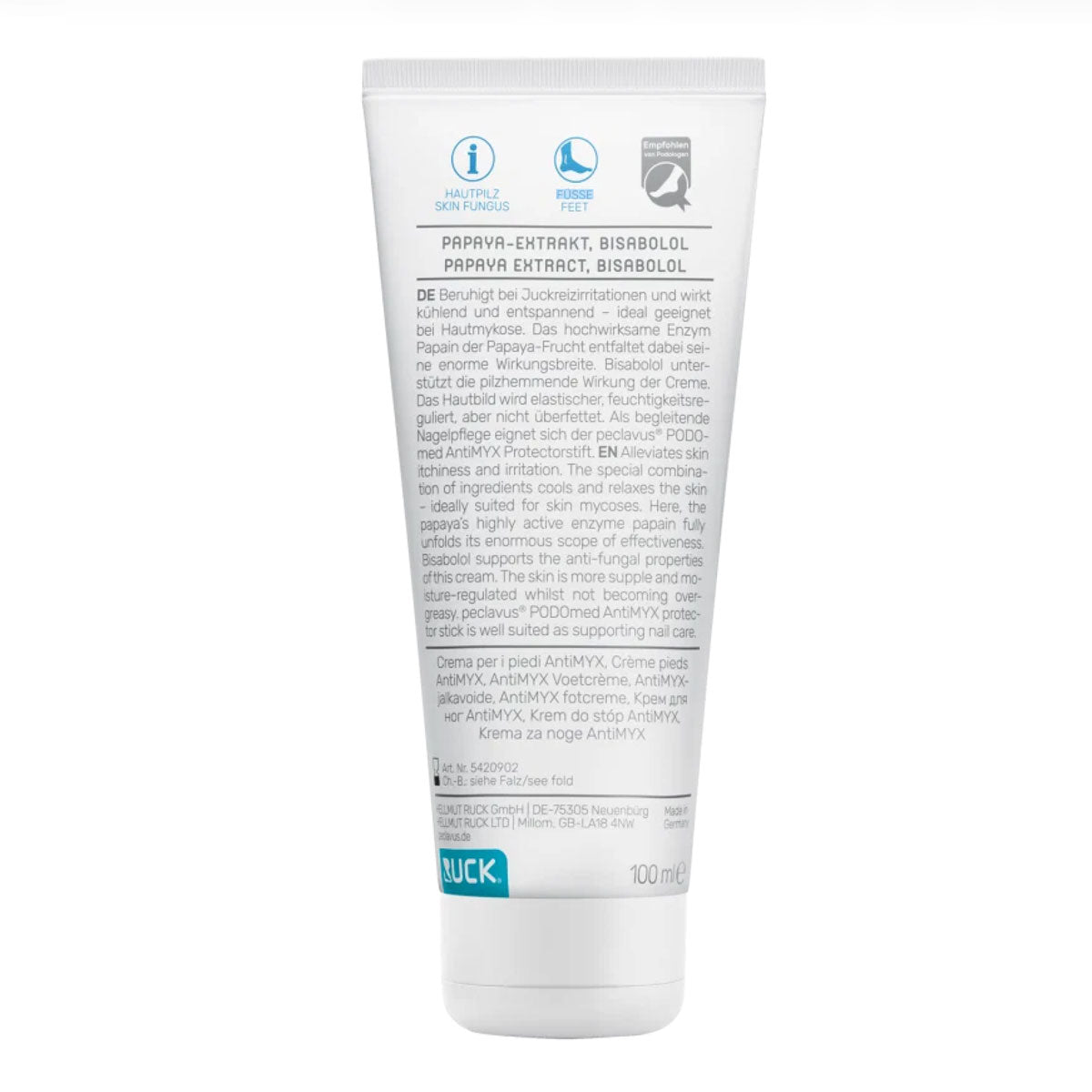 RUCK peclavus PODOmed AntiMYX Fußcreme, 100 ml