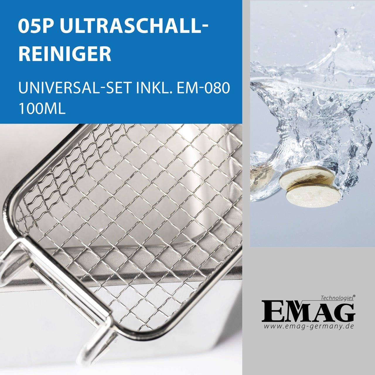 Emmi-05P ultrasonic cleaner with removable tub 