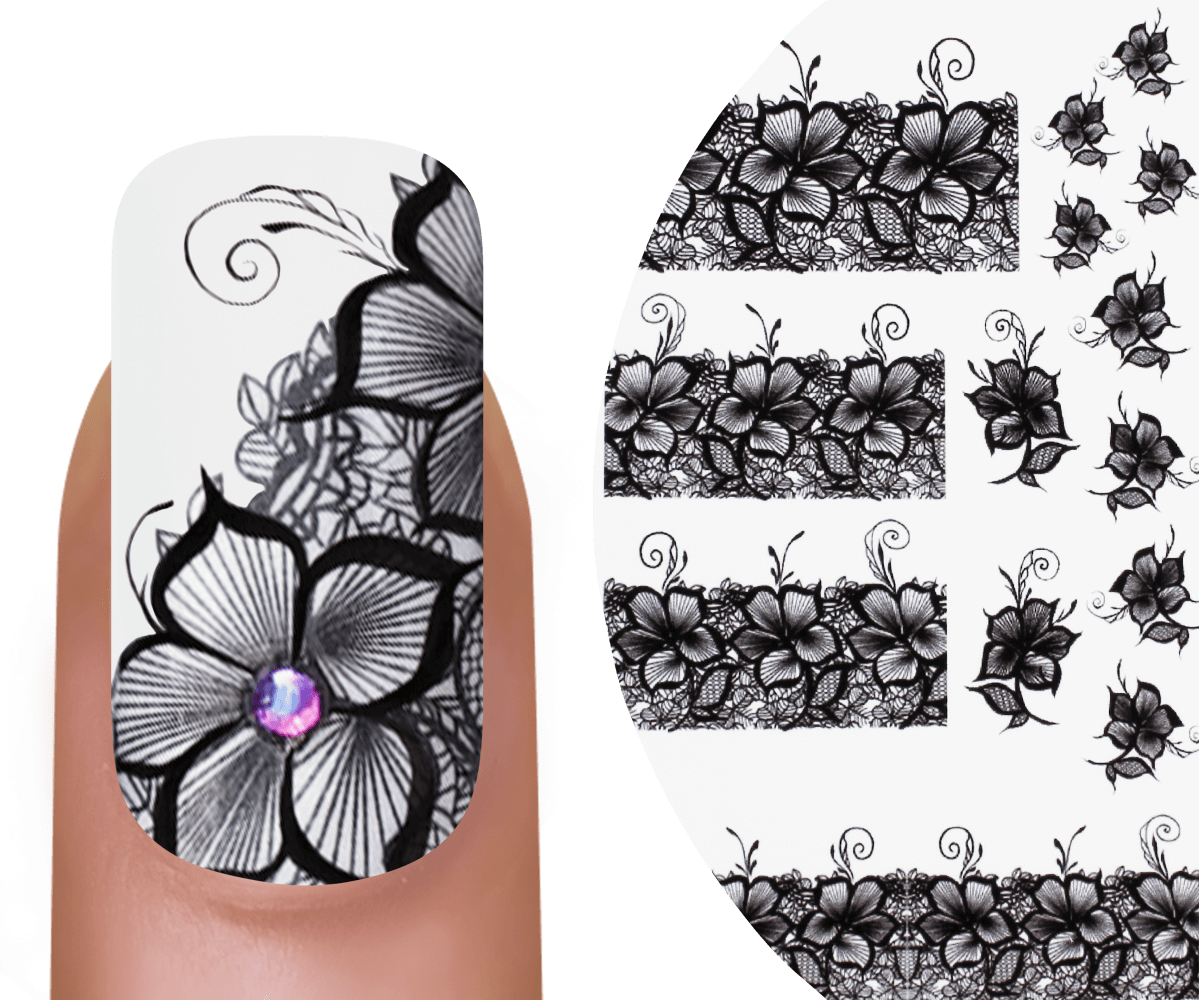 Emmi-Nail Watertattoo Black Flowers 4