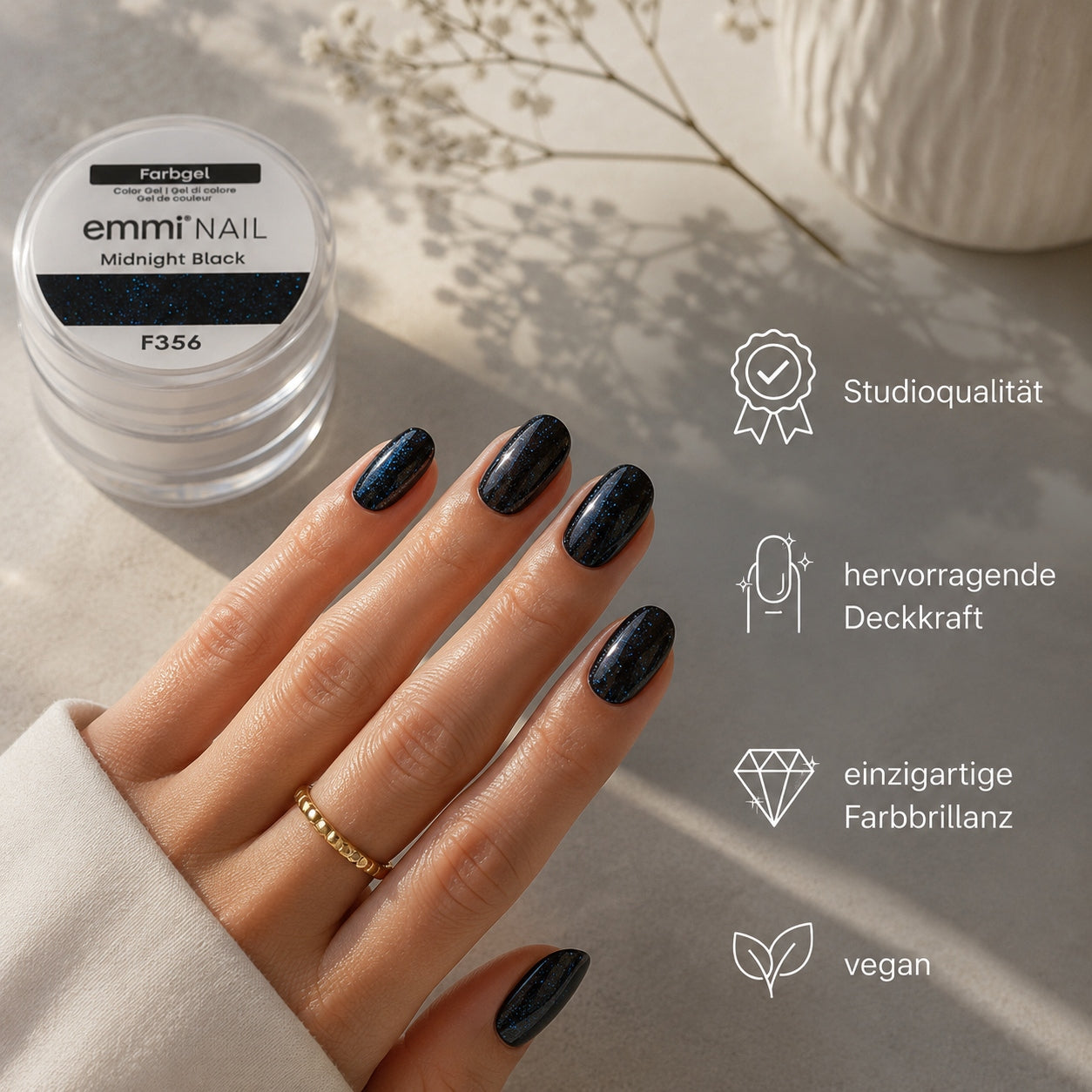 Emmi-Nail Farbgel Midnight Black 5ml -F356-