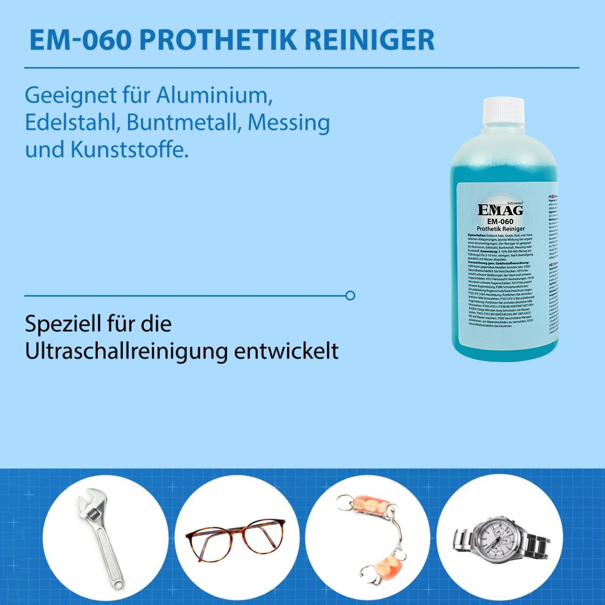 Prothetik/Dental Reiniger für Ultraschallgeräte EM-060 500ml