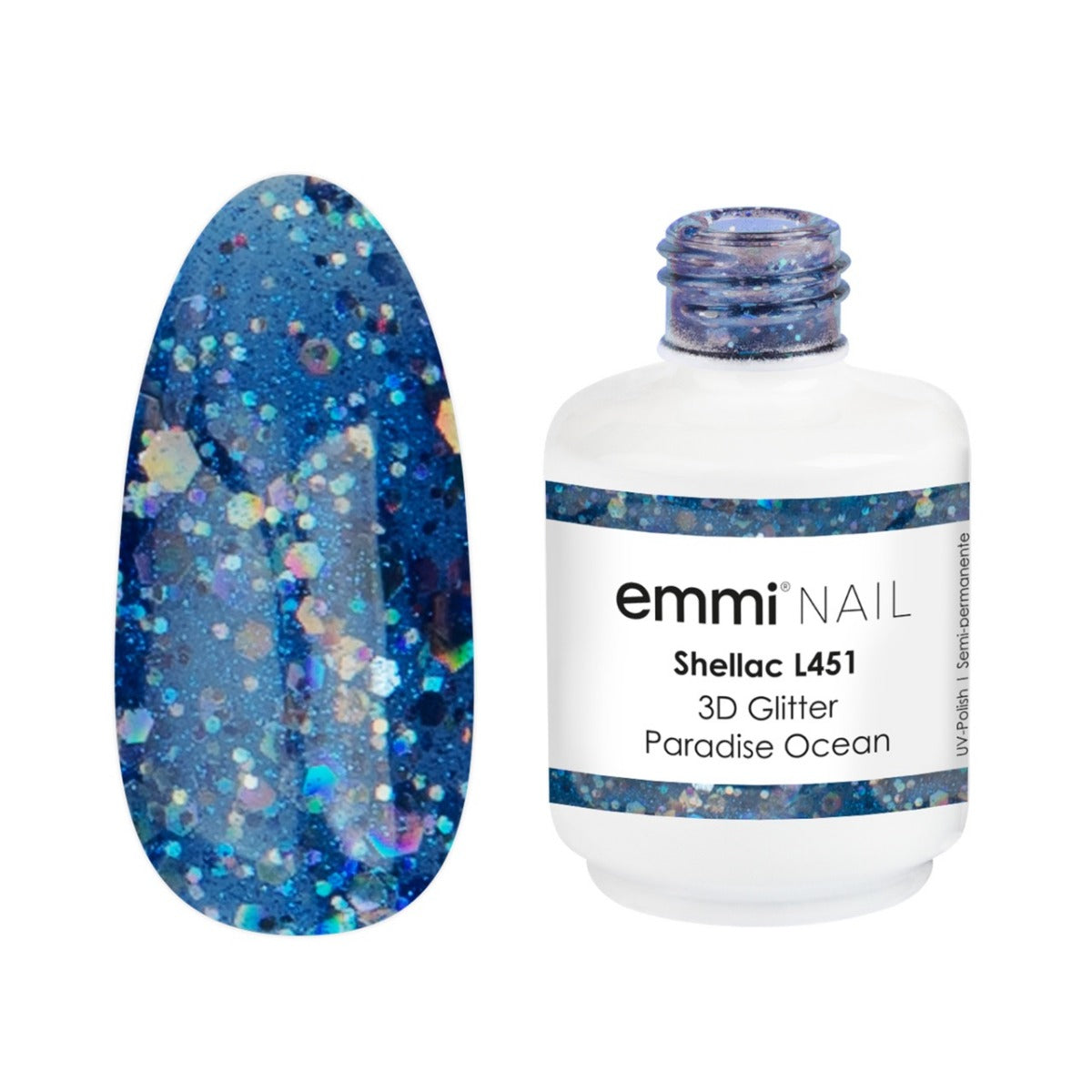 Shellac UV Polish 3D Glitter Paradise Ocean 15ml -L451-