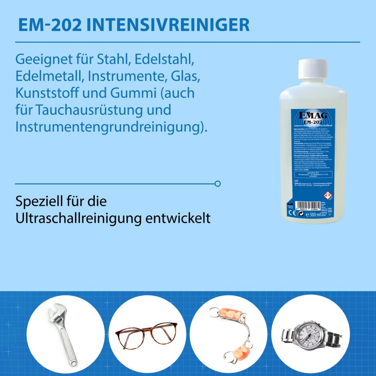 Instrumentenreiniger für Ultraschallgeräte EM-202 500ml