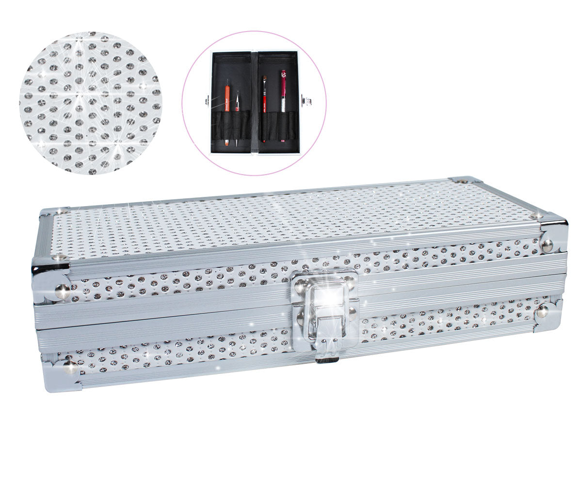 Emmi-Nail Pinselbox Weiß/Silber