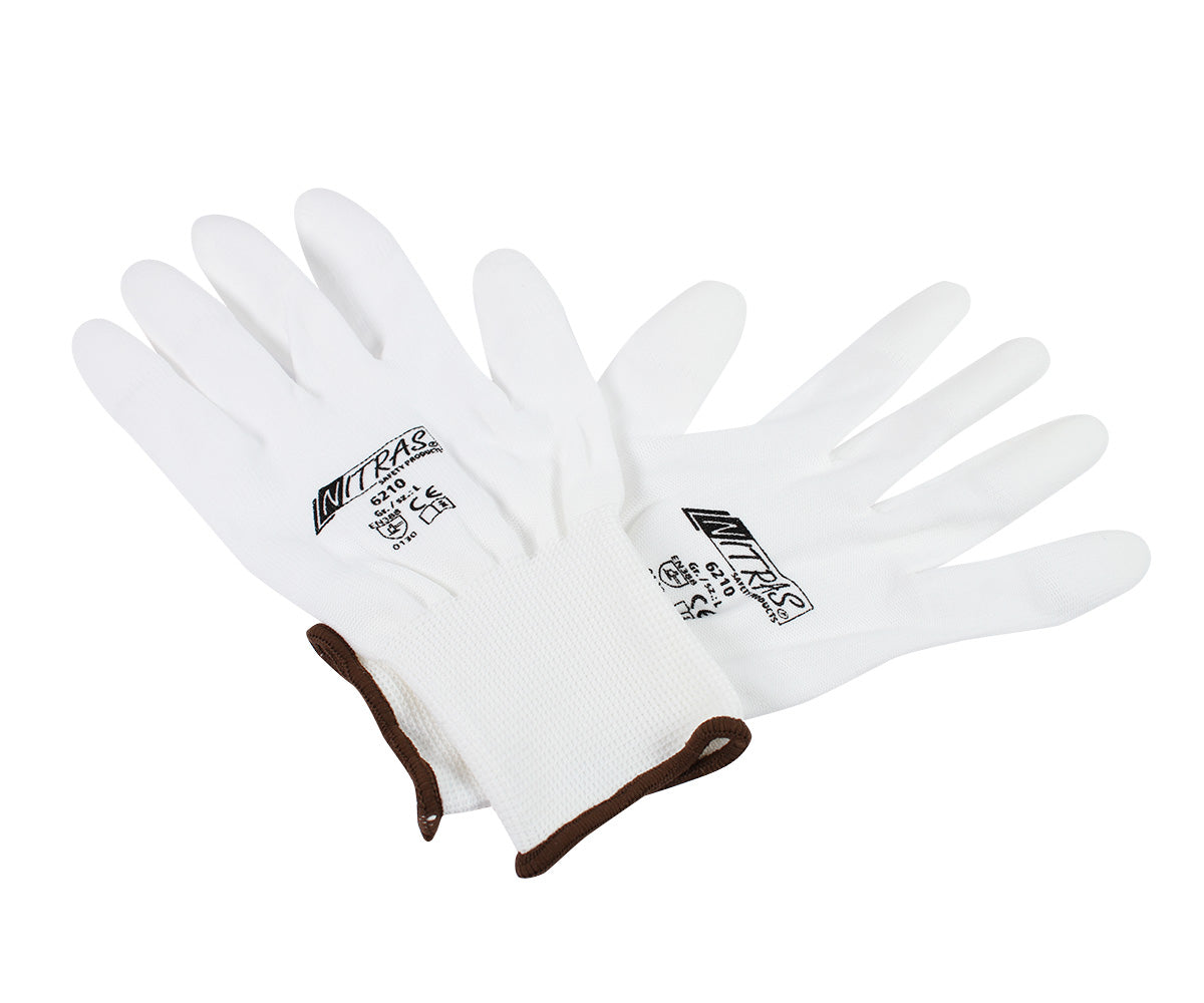 Nylon gloves white size L, 1 pair