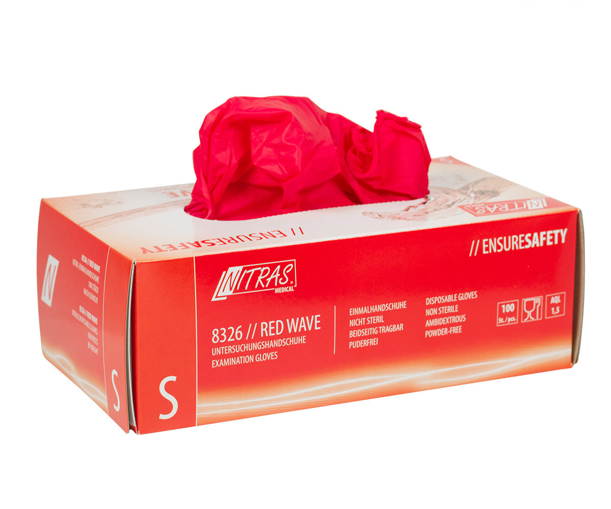 Nitril-Handschuhe puderfrei 100 St. rot, Gr. S
